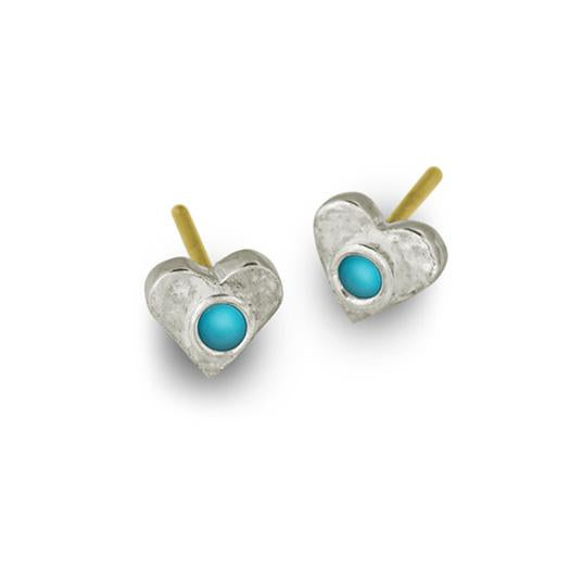 Turquoise Tiny Center Heart Stud Earring-Brevard