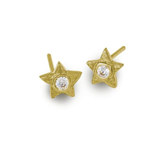 Gold Tiny Center Star Stud Earring with Stone-Brevard