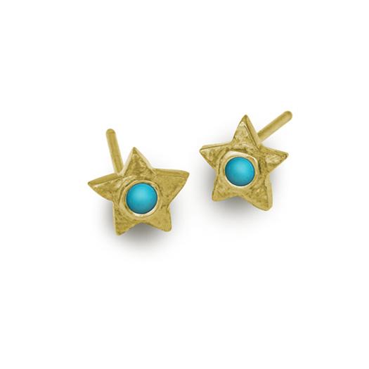 Gold Turquoise Tiny Center Star Stud Earring-Brevard
