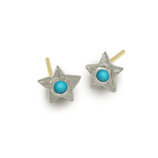 Turquoise Tiny Center Star Stud Earring-Brevard