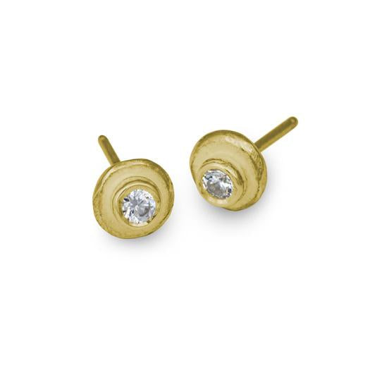 Gold Center Stud Earring with Stone-Brevard