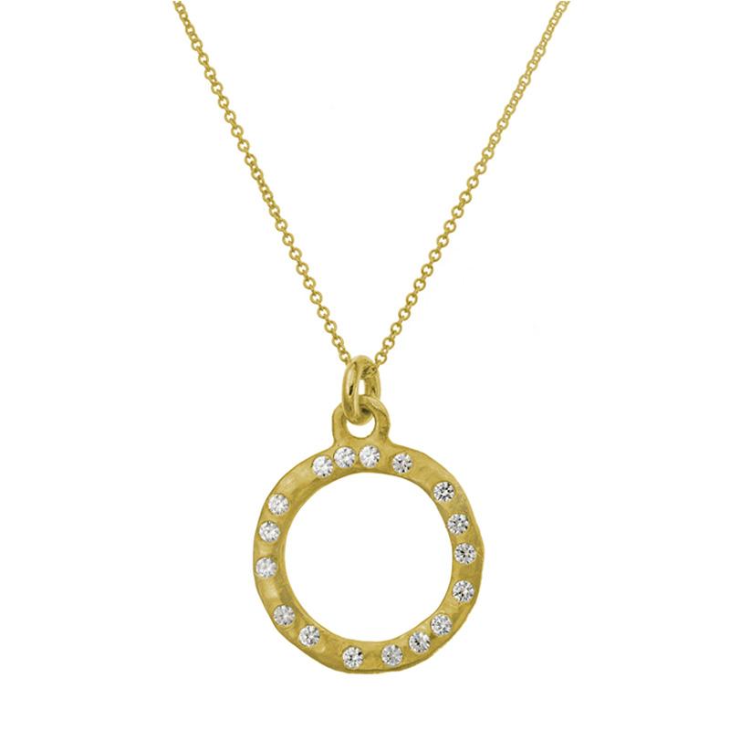 Gold Compass Charm Necklace with Stones-Brevard
