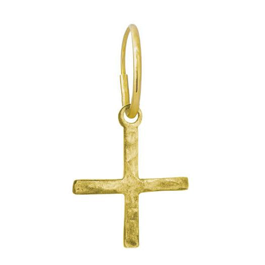Gold Compass Cross • Endless Hoop Charm Earring-Brevard