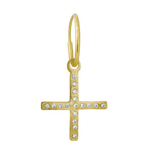 Gold Compass Cross with Stones • Endless Hoop Charm Earring-Brevard