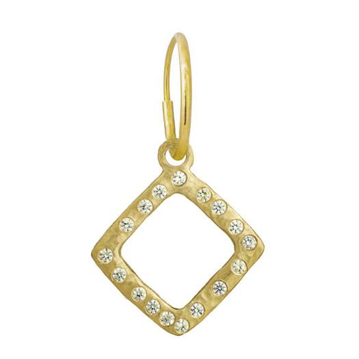 Gold Diamond Compass with Stones • Endless Hoop Charm Earring-Brevard