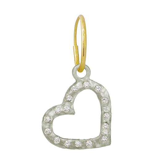 Compass Heart with Stones • Endless Hoop Charm Earring-Brevard