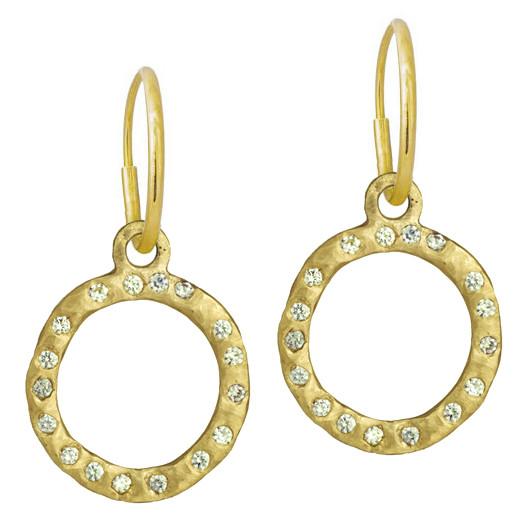 Gold Compass with Stones • Endless Hoop Charm Earring-Brevard