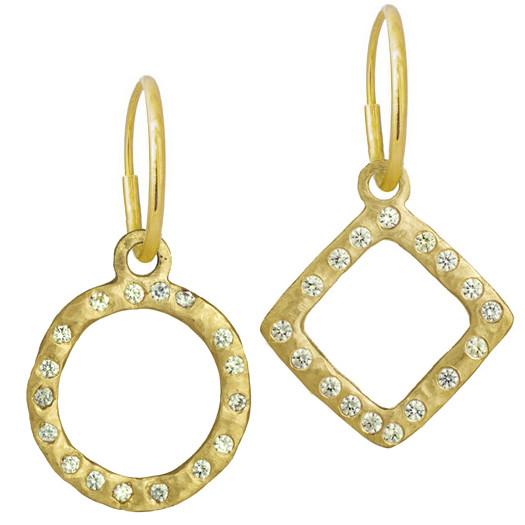Gold Compass with Stones • Mismatch Endless Hoop Charm Earrings-Brevard