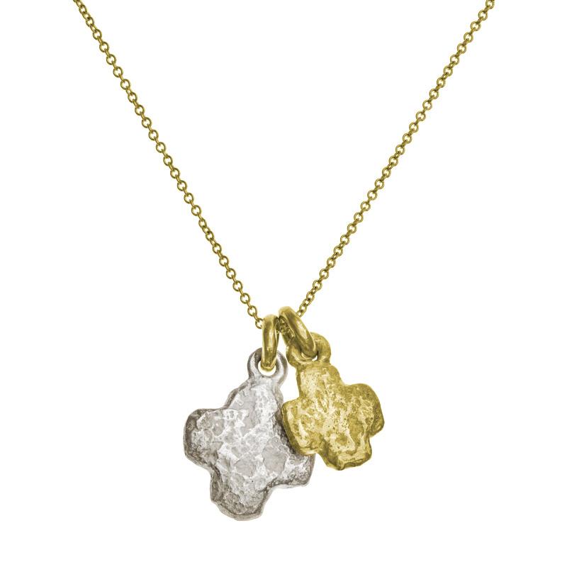 Two-Tone Double Cruz Charm Necklace-Brevard