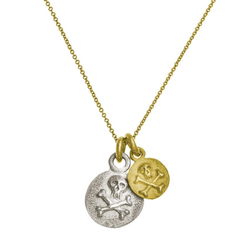 Two-Tone Double Pirate Coin Charm Necklace-Brevard