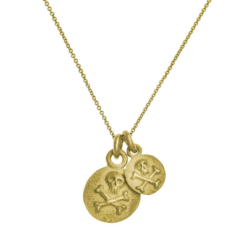 Gold Double Pirate Coin Charm Necklace-Brevard