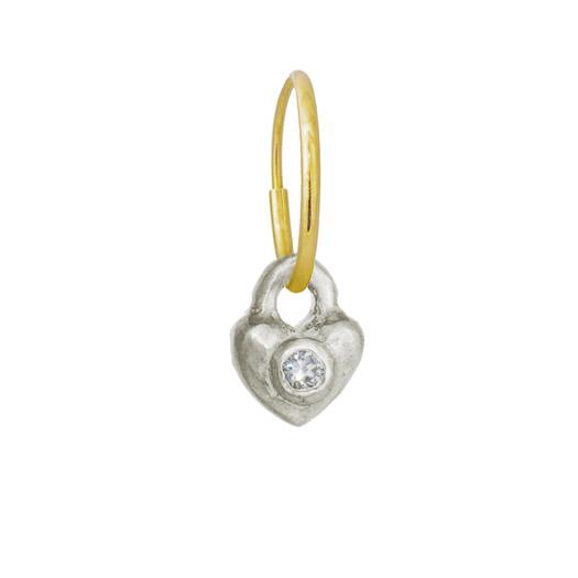 Double Heart with Stone • Endless Hoop Charm Earring-Brevard
