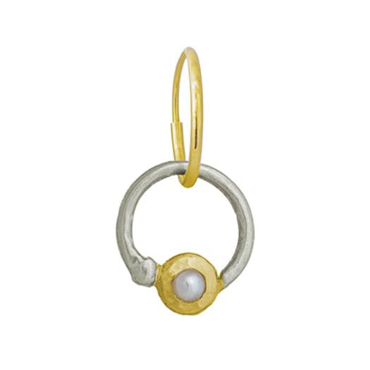 Two-Tone Pearl Double Hoop • Endless Hoop Charm Earring-Brevard