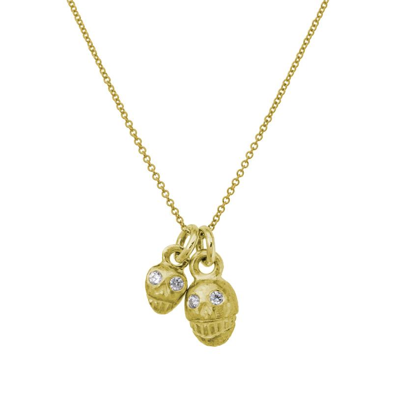 Gold Double Rodger Charm Necklace with Stones-Brevard