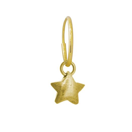 Gold Double Star • Endless Hoop Charm Earring-Brevard