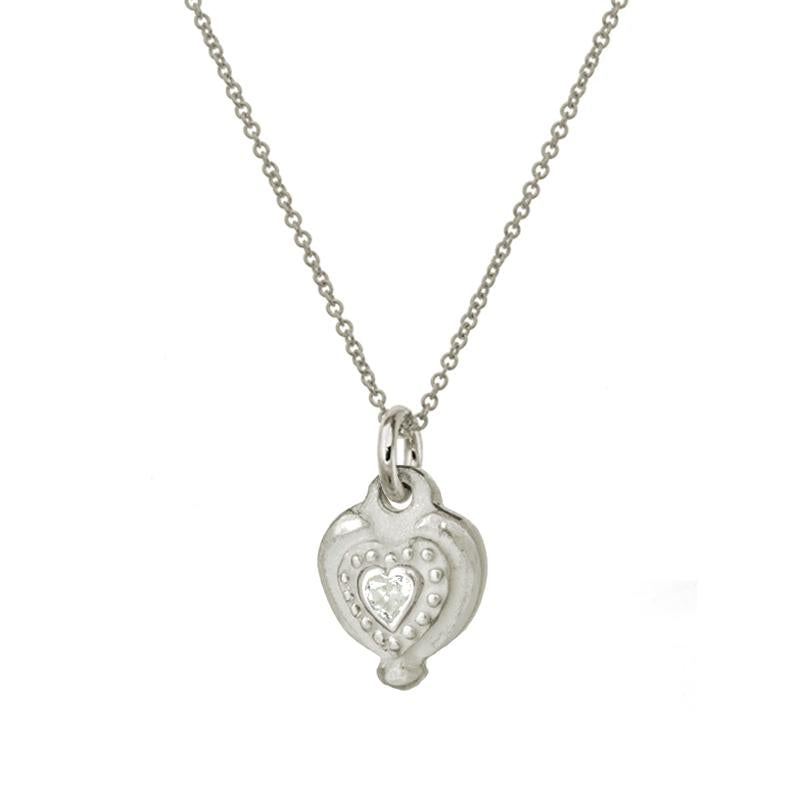 Empire Heart Charm Necklace with Stone-Brevard