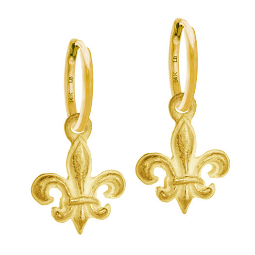 Gold Fleur de Lis • Huggie Charm Earring-Brevard