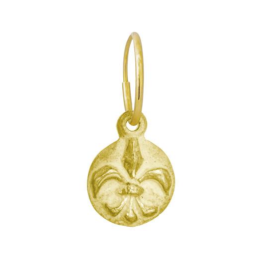 Gold Fleur De Lis Coin • Endless Hoop Charm Earring-Brevard
