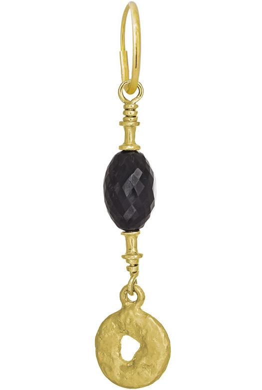 Gold Fancy Old Money with Black Spinel • Endless Hoop Charm Earring-Brevard