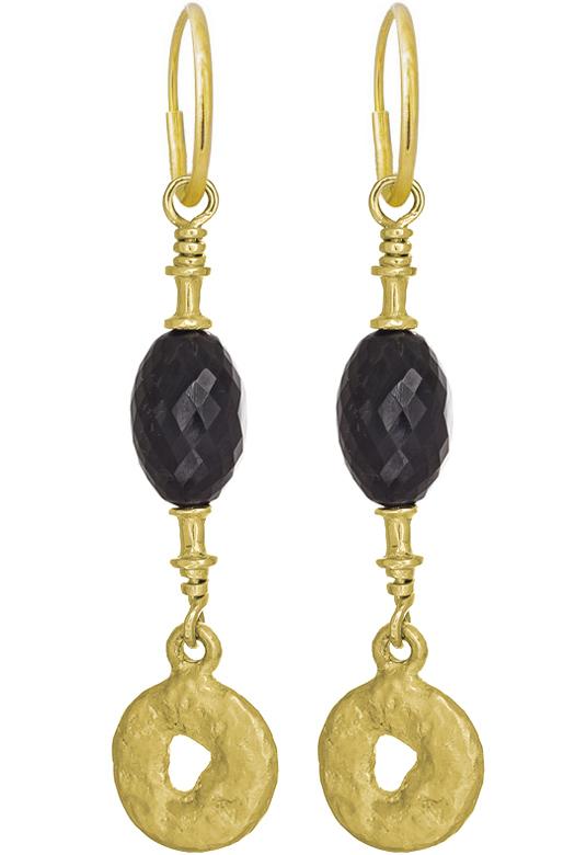Gold Fancy Old Money with Black Spinel • Endless Hoop Charm Earring-Brevard
