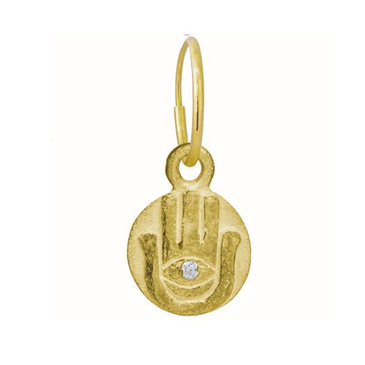 Gold Hamsa Coin with Stone • Endless Hoop Charm Earring-Brevard