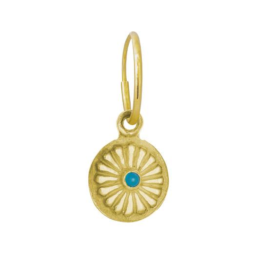Gold Helios with Turquoise • Endless Hoop Charm Earring-Brevard