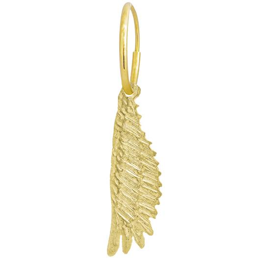 Gold Icarus Wing • Endless Hoop Charm Earring-Brevard