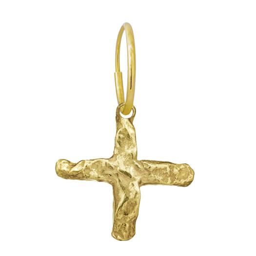 Gold Jachin Cross • Endless Hoop Charm Earring-Brevard