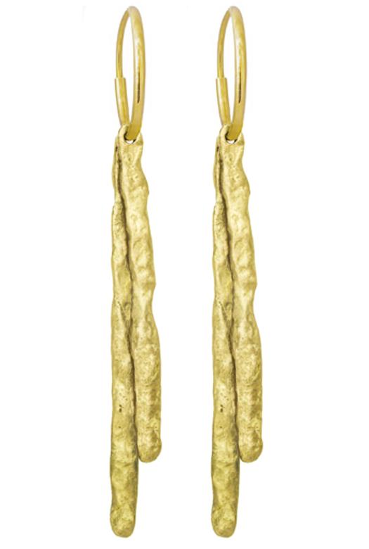 Gold Layered Sticks • Endless Hoop Charm Earring-Brevard