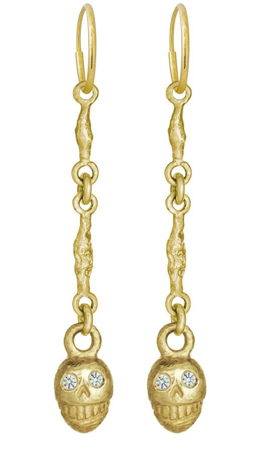 Gold Linked Pirate with Stones • Endless Hoop Charm Earring-Brevard