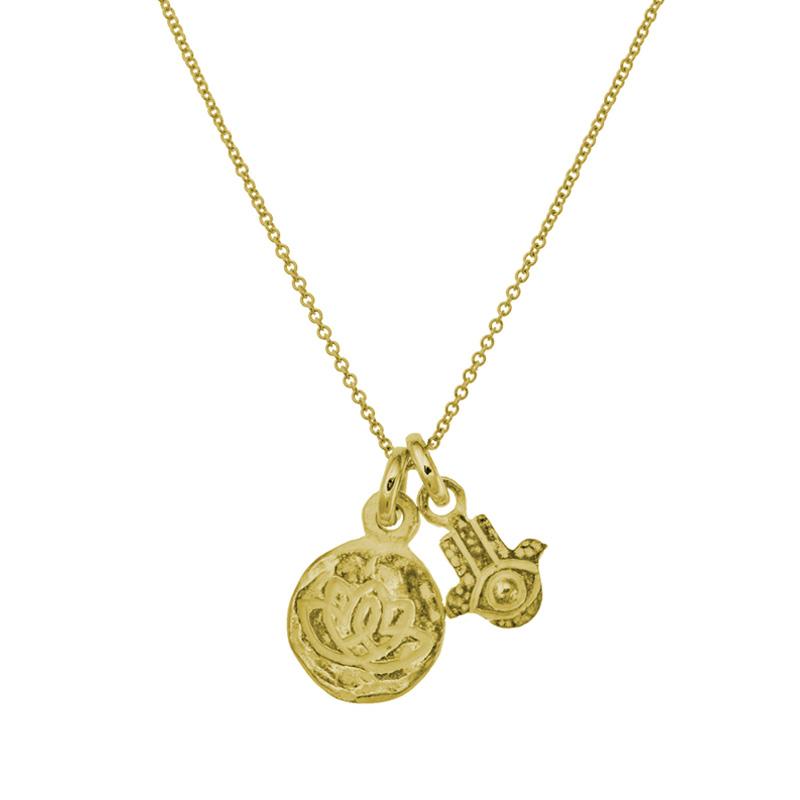 Gold Living Beauty Double Charm Hamsa Necklace-Brevard