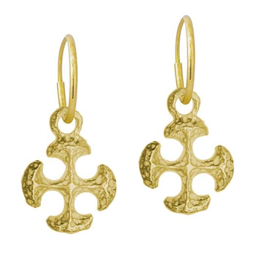 Gold Lotus Cross • Endless Hoop Charm Earring-Brevard