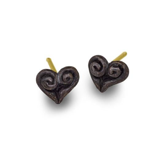Oxidized Maori Heart Stud Earring-Brevard