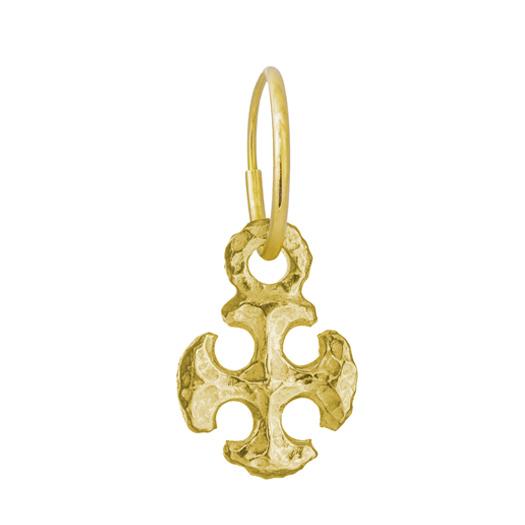 Gold Medium Lotus Cross • Endless Hoop Charm Earring-Brevard