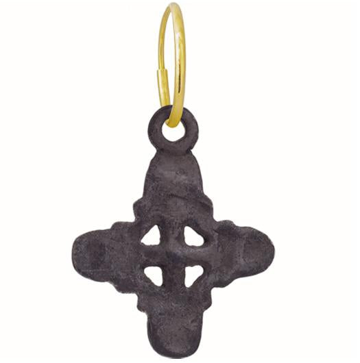 Oxidized Medium Signature Cross • Endless Hoop Charm Earring-Brevard