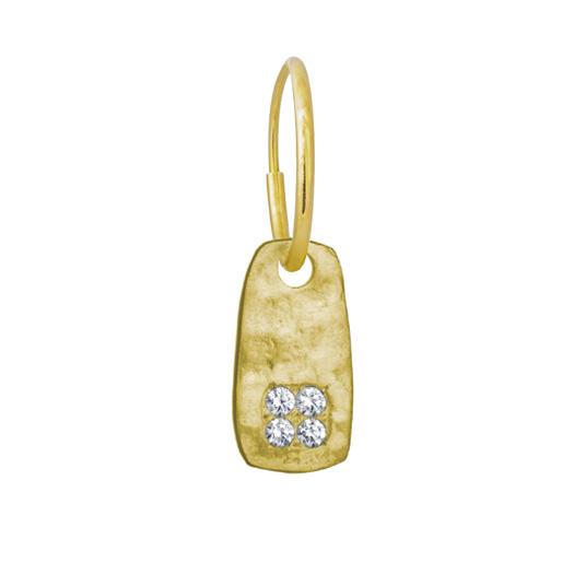 Gold Medium Stele with Stones • Endless Hoop Charm Earring-Brevard