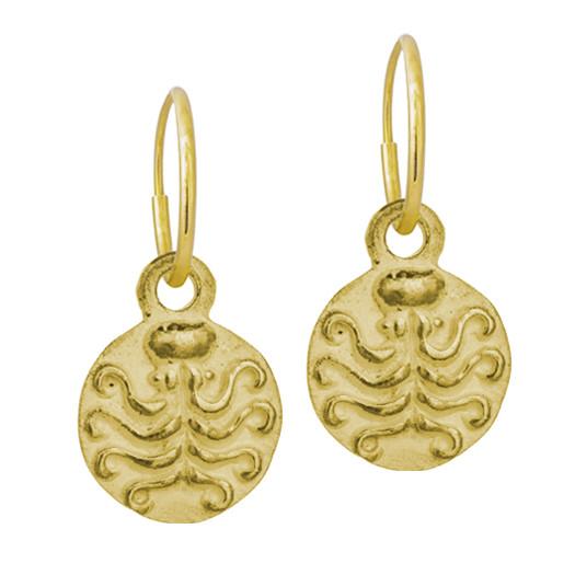 Gold Octopus • Endless Hoop Charm Earring-Brevard
