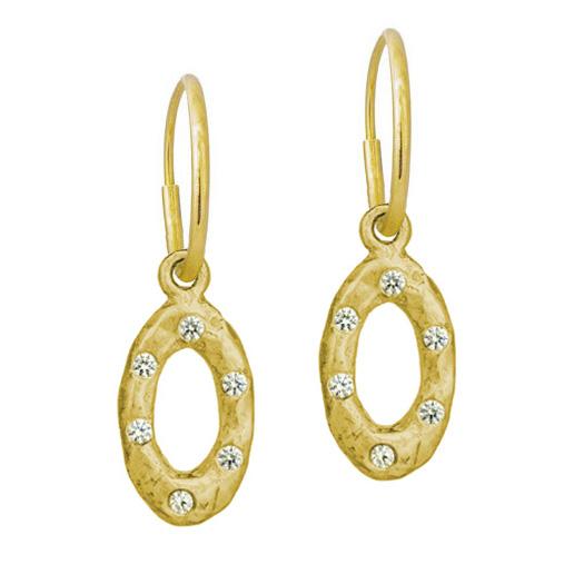 Gold Oval Old Money with Stone • Endless Hoop Charm Earring-Brevard