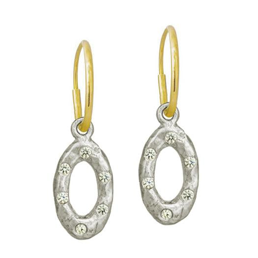 Oval Old Money with Stone • Endless Hoop Charm Earring-Brevard