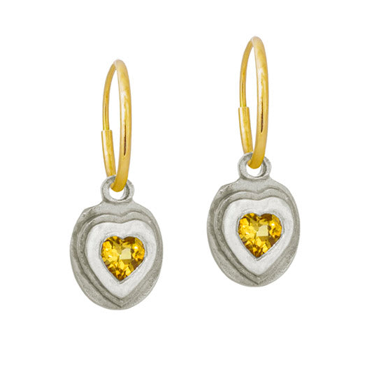 Orchid Heart with Stone • Endless Hoop Charm Earring-Brevard