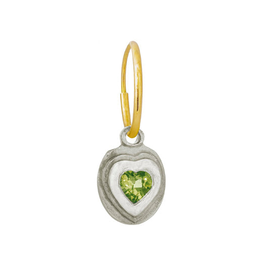 Orchid Heart with Stone • Endless Hoop Charm Earring-Brevard