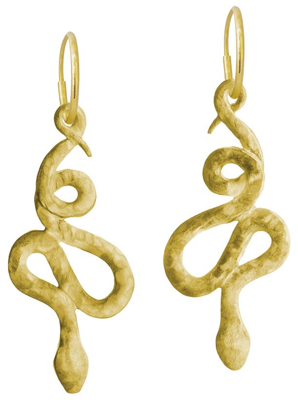 Gold Palo Coiled Snake • Endless Hoop Charm Earring-Brevard