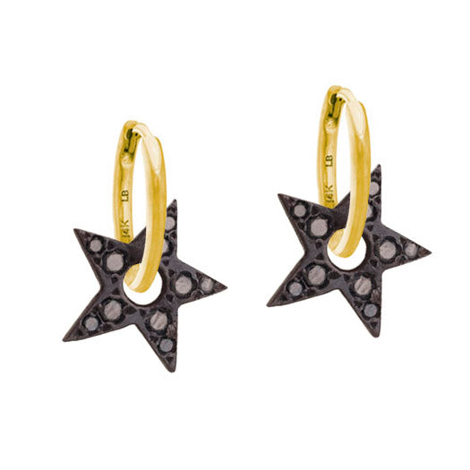 Black Diamond Pavé Dyanna Star • Huggie Charm Earring-Brevard