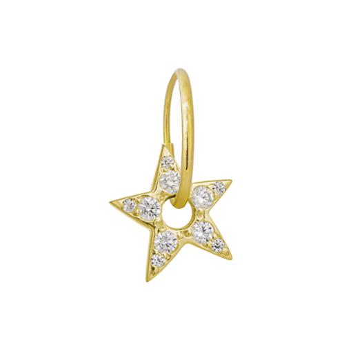 Gold Pavé Dyanna Star • Endless Hoop Charm Earring-Brevard