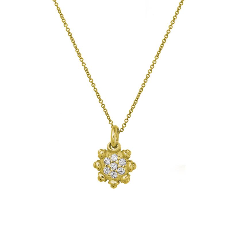 Gold Pavé Medium Sun Necklace-Brevard