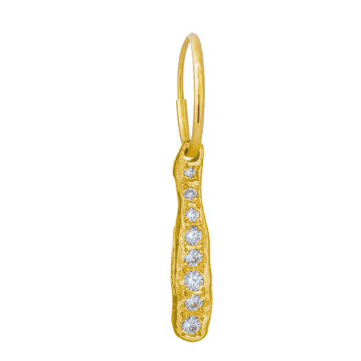 Diamond Pavé Gold Stalagmite • Endless Hoop Charm Earring-Brevard