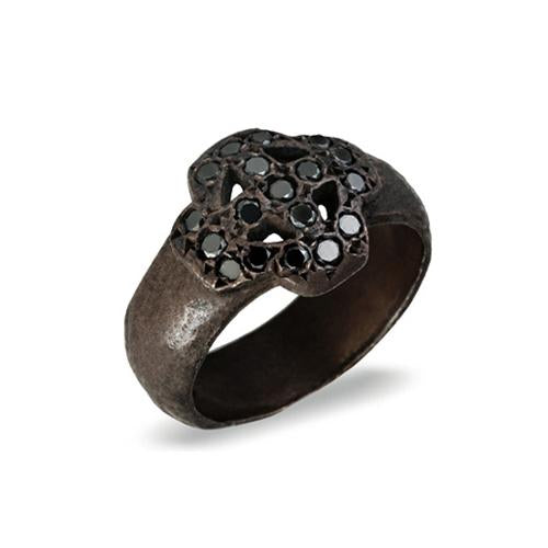 Black Diamond Pavé Signature Cross Ring-Brevard