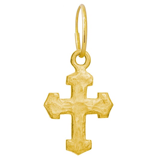 Gold Pilgrim Cross • Endless Hoop Charm Earring-Brevard