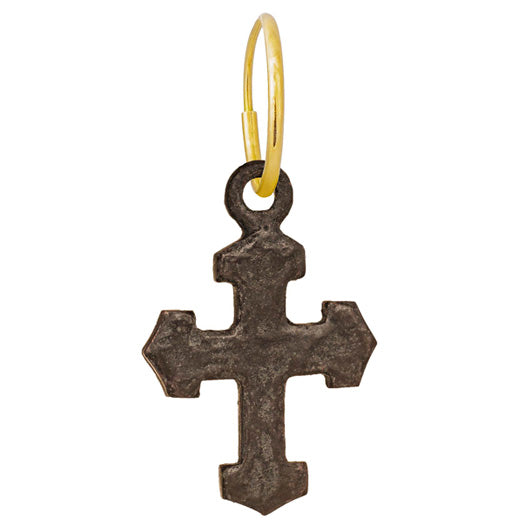 Oxidized Pilgrim Cross • Endless Hoop Charm Earring-Brevard