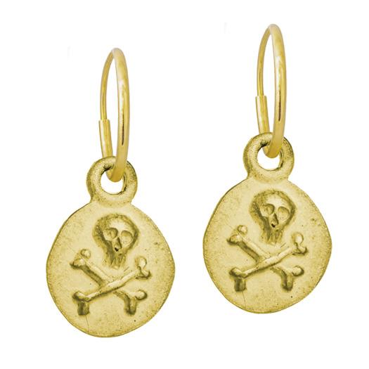 Gold Pirate Coin • Endless Hoop Charm Earring-Brevard